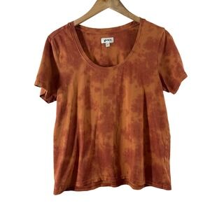 Pact Womens Organic Cotton Tie Dye Scoop Neck Short Sleeve T-Shirt Rust Orange M